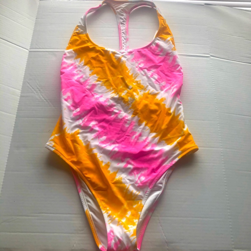 NWOT Aerie pink orange and white tie dye one piece